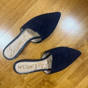 Sam Edelman Navy Pointed Suede Mules